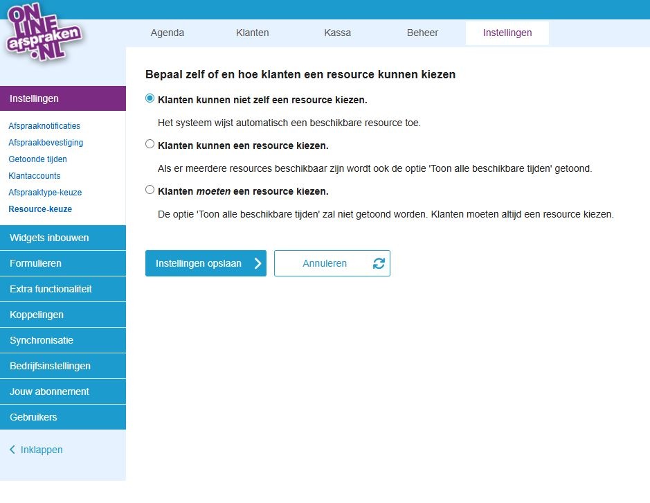Resource-keuze