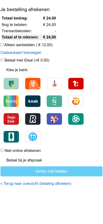 optionele aanbetaling voorbeeld