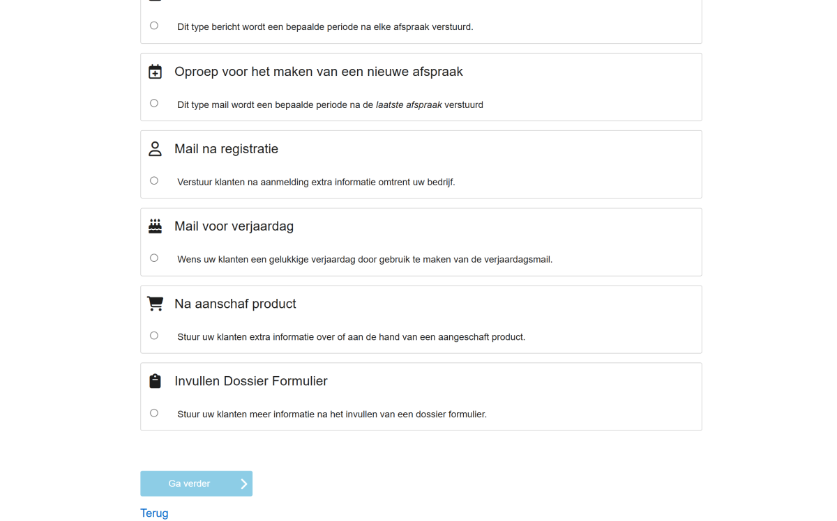 mailing dossier en aankoop product