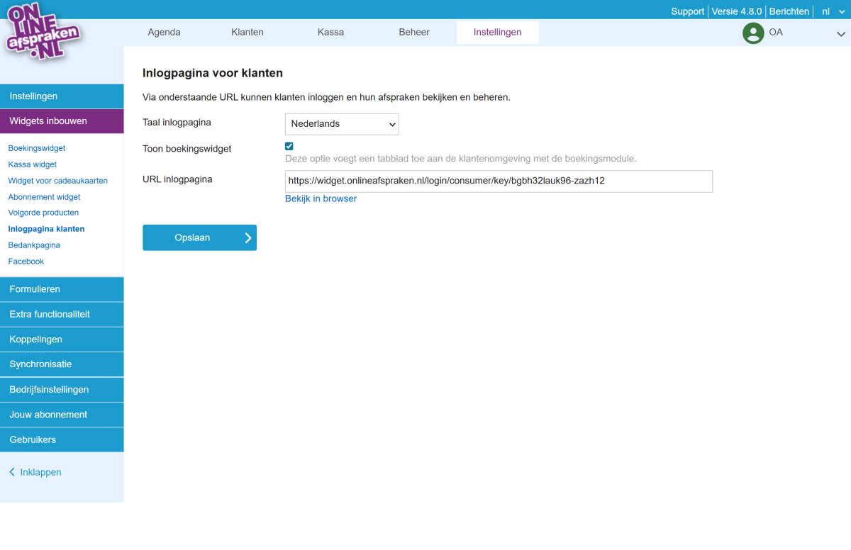 inlogpagina klanten