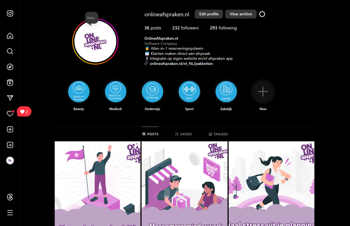 Insta bio integratie