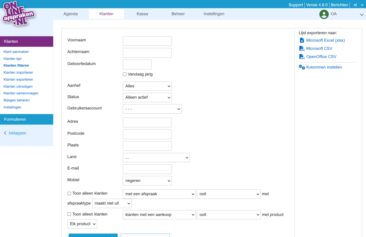 Klanten database