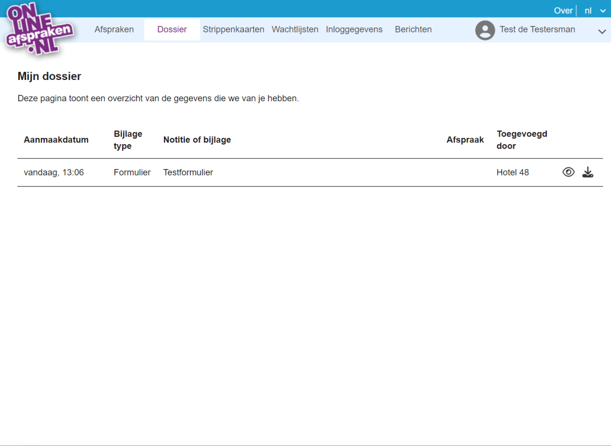 Dossier in de klantomgeving