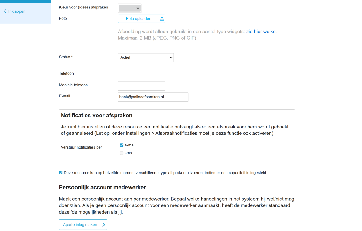 Notificatie medewerker.