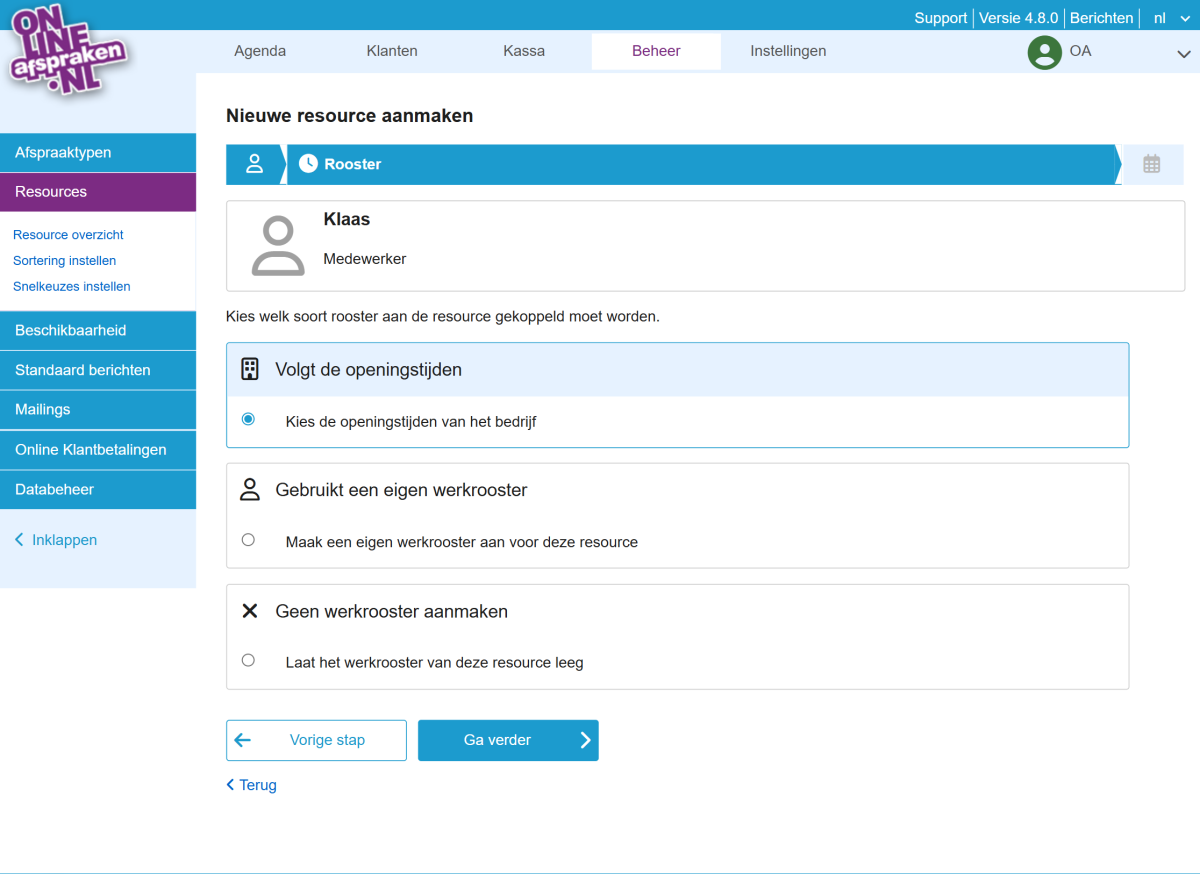 Resource rooster toevoegen