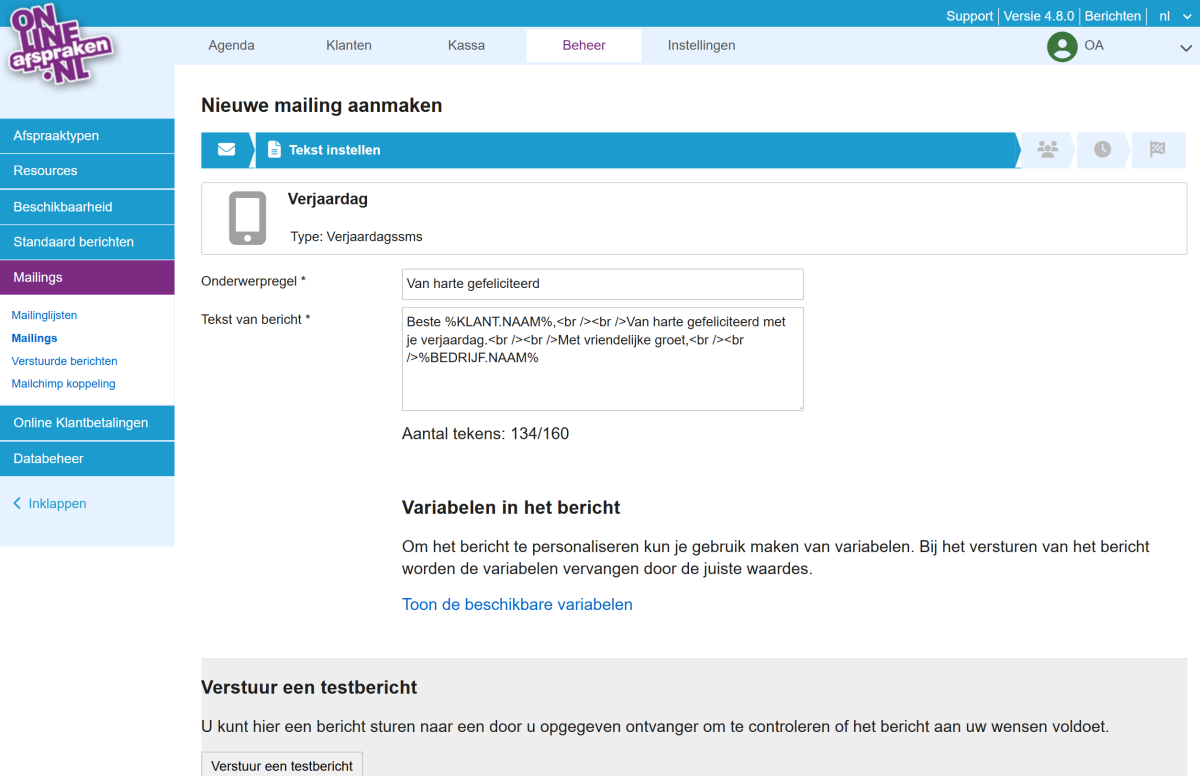 sms voor verjaardag