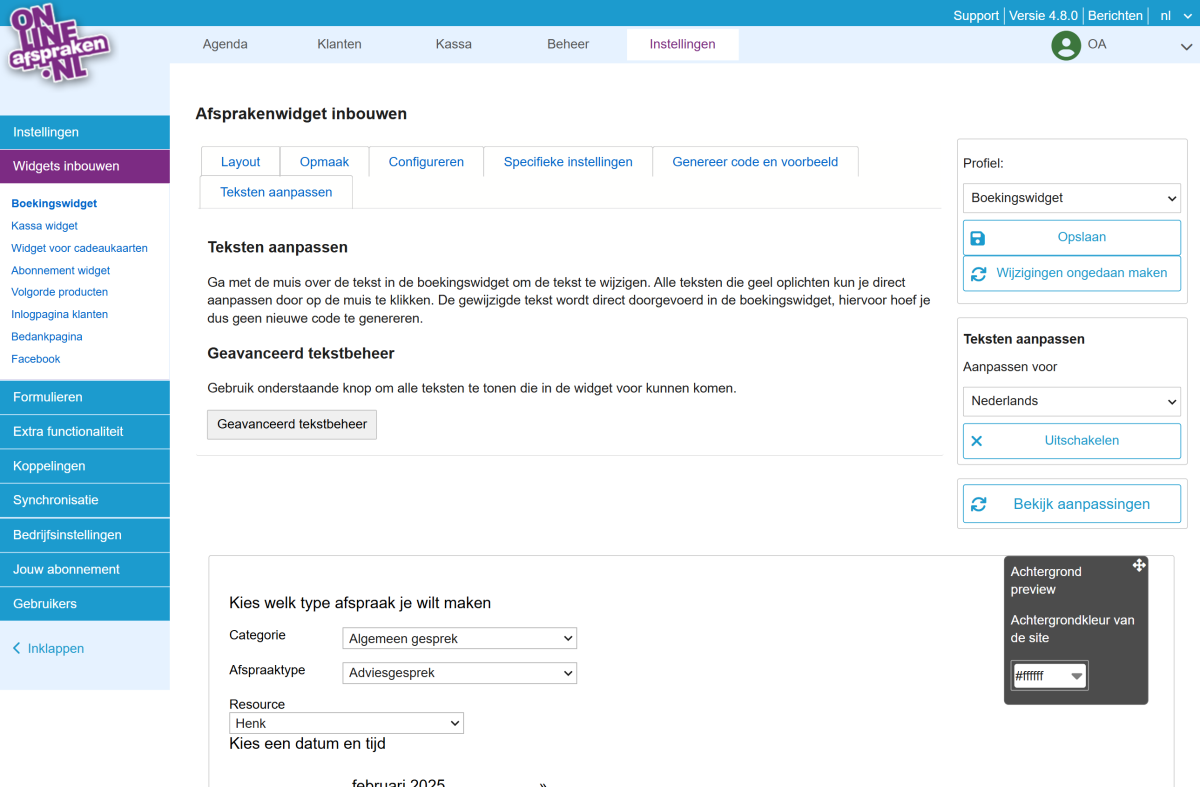 Teksten aanpassen.
