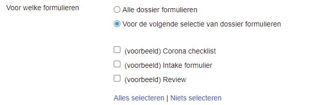 instellen welke formulieren