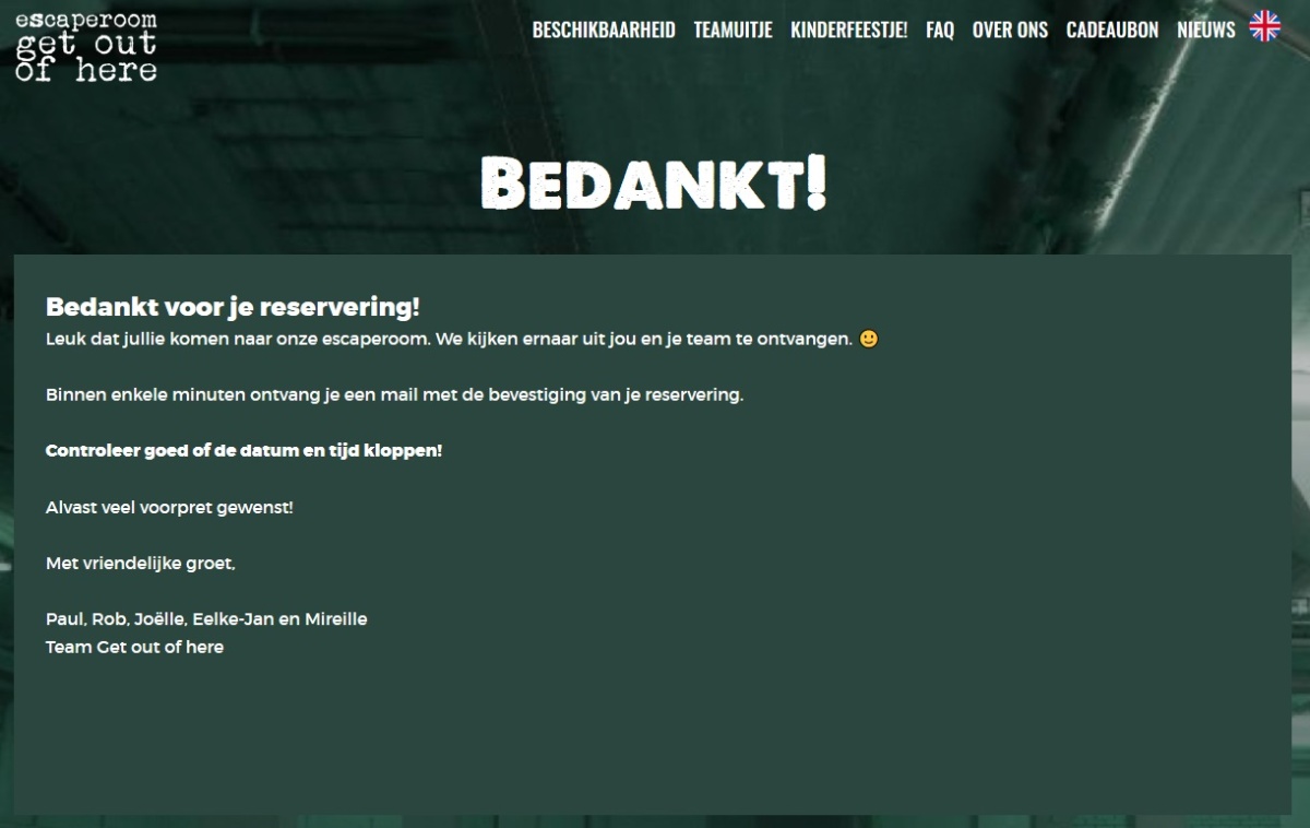 Bedankpagina