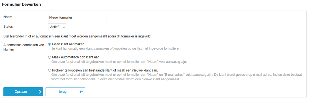 Klant aanmaken dossier