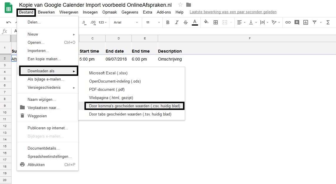 Google import stap 3