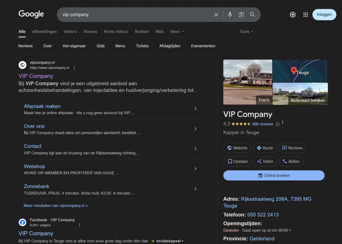 Een voorbeeld van reserveren met google