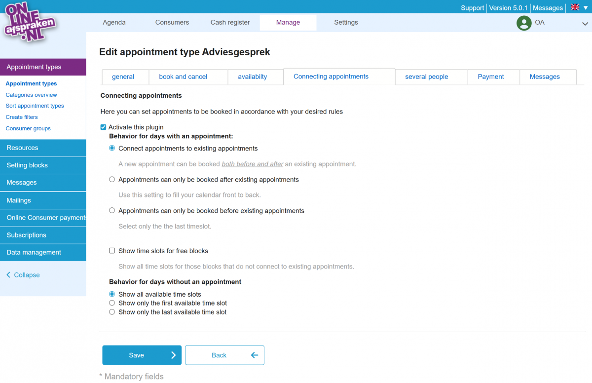 Connecting appointments
